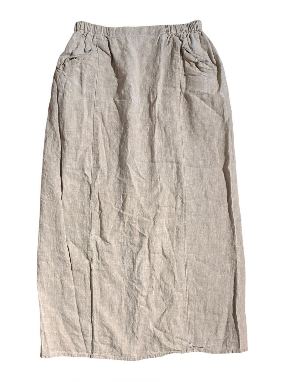 FLAX Linen Maxi Skirt w/ Pockets Tan